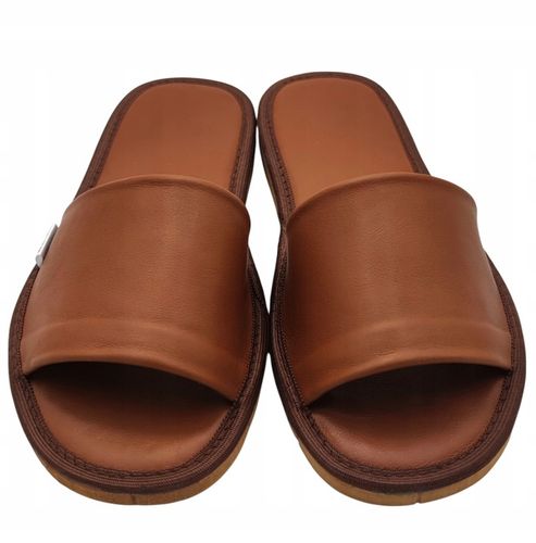 KLAPKI SKÓRZANE DAMSKIE wygodne pantofle kapcie skórzane PREMIUM BRĄZ na Arena.pl