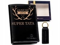 Elegancki portfel ZESTAW + grawer z IMIENIENIEM dla taty GUSTOWNY PREZENT