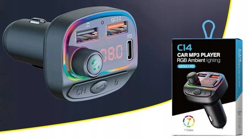 Transmiter bluetooth samochodowy FM USB szybka ładowarka samochodowa na Arena.pl