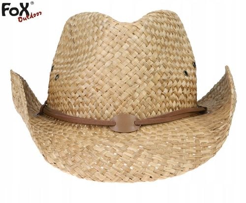 KAPELUSZ KOWBOJSKI SŁOMIANY SŁOMKOWY ze Sznurkiem MFH FOX OUTDOOR BROWN na Arena.pl