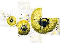 100 70CM OBRAZ 4 ELEM ŻÓŁTE DMUCHAWCE DRUK PŁÓTNO RAMA