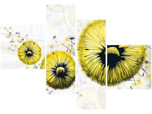 100 70CM OBRAZ 4 ELEM ŻÓŁTE DMUCHAWCE DRUK PŁÓTNO RAMA na Arena.pl