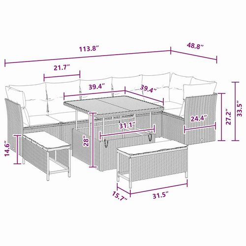 Zestaw Sof na Ogród 9 pcs Czarny polirattan na Arena.pl