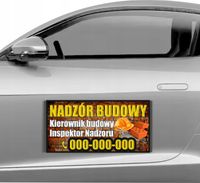 Magnes na samochód reklama magnetyczna 60x30 cm NADZÓR BUDOWLANY