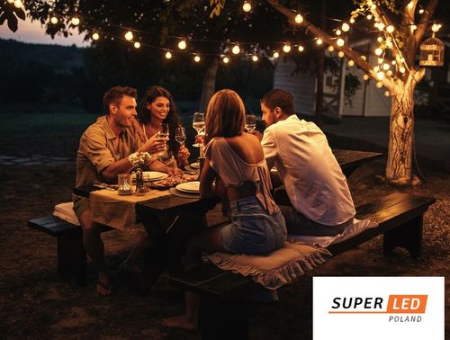 Girlanda ogrodowa Zewnętrzna Łańcuch Świetlny 10m + 10x żarówka LED E27 na Arena.pl