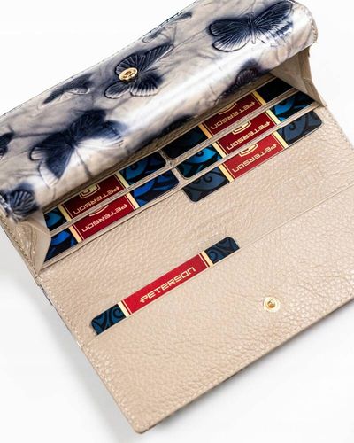 duży, skórzany portfel damski na zatrzask i bigiel - peterson na Arena.pl