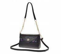 Chiara - torebka listonoszka czarny groszek + kwiatowy wzór K7018 Kosta