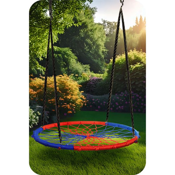 Huśtawka bocianie gniazdo SWINGO 95 cm niebiesko-czerwona zdjęcie 7