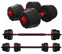 Hantle 2x15kg bitumiczne regulowane Z ŁĄCZNIKIEM zestaw 30kg GRYFY SZTANGA