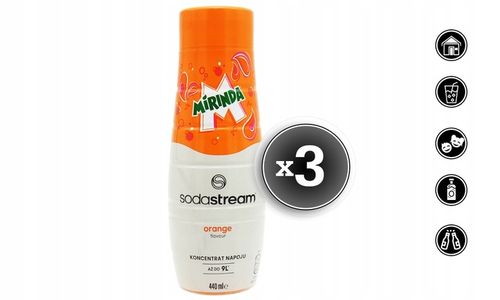 3x SYROP KONCENTRAT MIRINDA DO SATURATORA SODASTREAM 9L NAPOJU z 440ml na Arena.pl