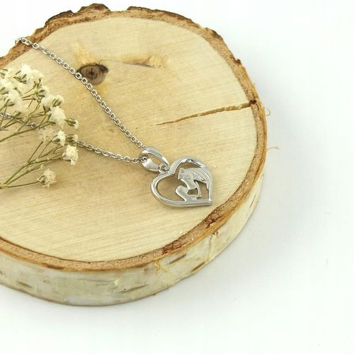 Naszyjnik Srebrny Zawieszka i Łańcuszek Serce Serduszko Koń i Dziewczyna na Arena.pl