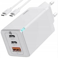 BASEUS SZYBKA ŁADOWARKA SIECIOWA ZASILACZ 3x USB USB-C 65W PD QC 4.0 +KABEL