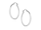 Eleganckie rodowane srebrne kolczyki gładkie koła kółka polerowane połysk srebro 925 G0098