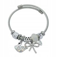 Bransoletka charms modułowa sztywna regulowana kolor srebrny Łabędź 17