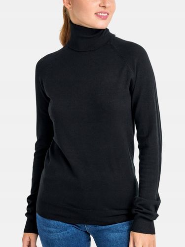 Golf Sweter Damski z Wiskozą Gładki Długi Rękaw Klasyczny Czarny L na Arena.pl