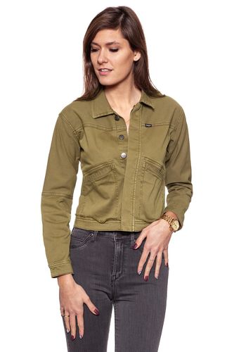 DAMSKA KURTKA JEANSOWA WRANGLER CROP JACKET ARMY GREEN W402CBGV7 L na Arena.pl