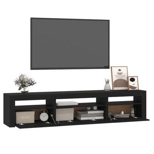 Szafka pod TV z oświetleniem LED, czarna, 195x35x40 cm na Arena.pl