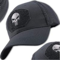 Czapka z daszkiem bejsbolówka Czacha PUNISHER Czarna Męska siatka Haft