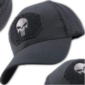 Czapka z daszkiem bejsbolówka Czacha PUNISHER Czarna Męska siatka Haft