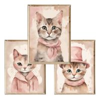 Zestaw trzech plakatów dla dzieci Cat Portraits