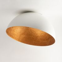 Pokojowa lampa sufitowa Sfera okrągła biała miedziana