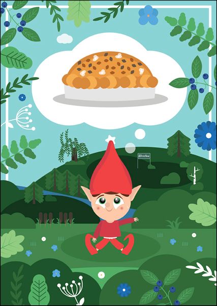 Bajkowe Miasta Wrocław Krasnoludek i ciasto cynamonowe - plakat 40x50 cm zdjęcie 1