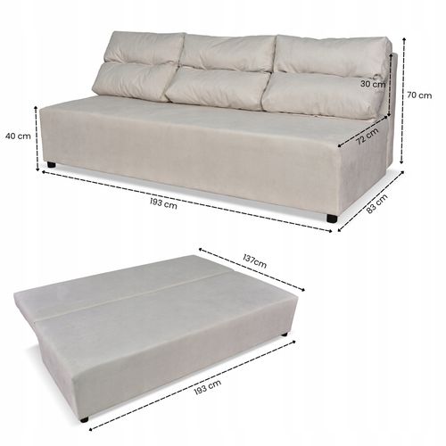 Kanapa sofa KIMO funkcja spania pojemnik Family Meble Hunter beż welur na Arena.pl