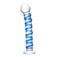szklane dildo z niebieską spiralą dookoła blue spiral s dildo glas