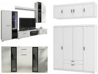 Zestaw mebli Meblościanka + Komoda + Duża Szafa z nadstawką Biały mat
