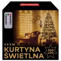 KURTYNA ŚWIETLNA LED 3x3 LAMPKI 300 Świąteczne Choinkowe GIRLANDA CIEPŁE XL