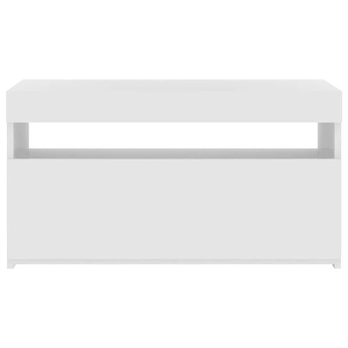 Szafka TV z oświetleniem LED, biała, wysoki połysk, 75x35x40 cm na Arena.pl