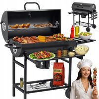 GRILL WĘGLOWY OGRODOWY HYRLA BECZKA POPIELNIK RUSZTY TERMOMETR KÓŁKA PÓŁKI