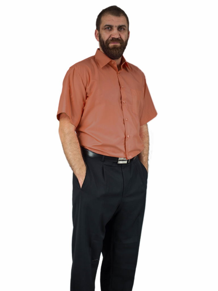 Elegancka koszula męska RUST rdza ruda blado ceglasta z krótkim rękawem 40/41 - L zdjęcie 2