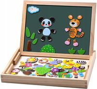 DWUSTRONNA TABLICA Z MAGNETYCZNYMI PUZZLAMI