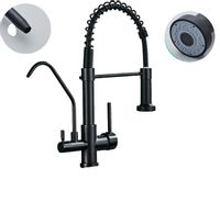 CZARNA KUCHENNA BATERIA TRÓJDROŻNA Z DODATKOWĄ WWYLEWKĄ NA FILTR WODY