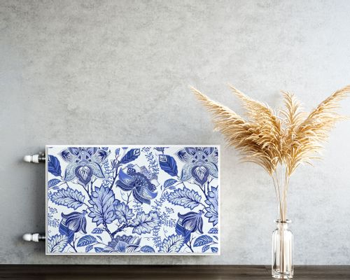 Mata MAGNETYCZNA Na Grzejnik Niebieskie Kwiaty Styl Folklor 80cm x 60cm na Arena.pl