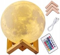 LAMPKA NOCNA LAMPA 3D Księżyc 48cm MOON LIGHT RGB Projektor Gwiazd + pilot
