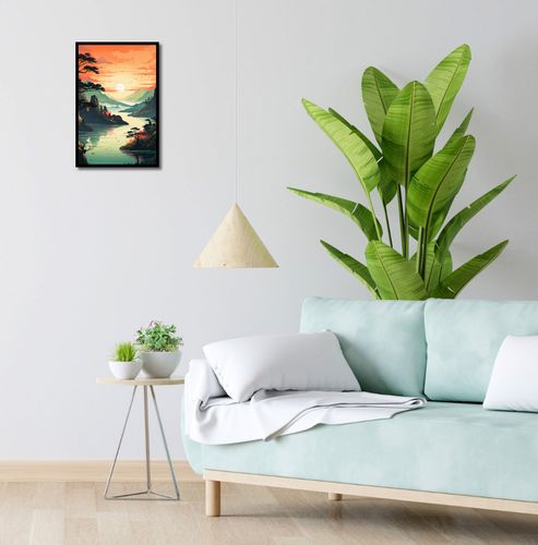 Plakat 30x45cm Zachodzące Słońce nad Spokojnym Jeziorem na Arena.pl