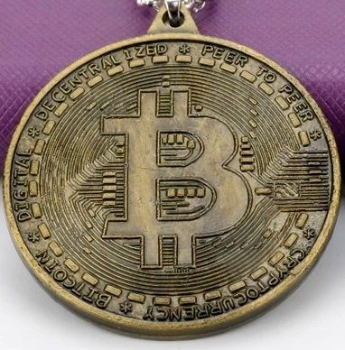 1 2409 Breloczek Moneta Bitcoin Krypto Waluta Brąz Blockchain Mining zdjęcie 4