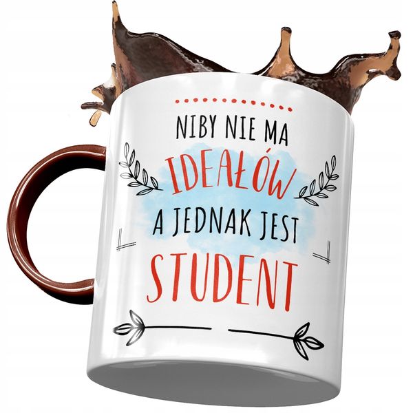 Kubek Bordowy Dla Studenta Nie Ma Ideałów Z Nadrukiem Ze Zdjęciem zdjęcie 1