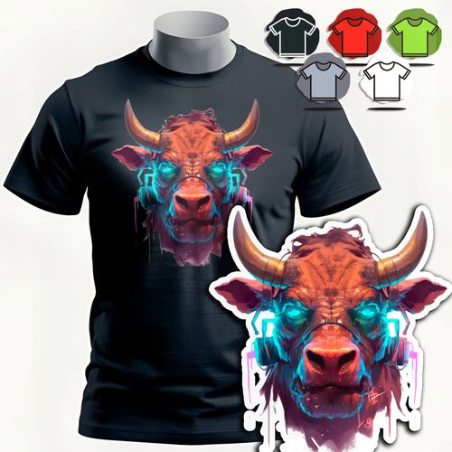 KOSZULKA T-SHIRT MĘSKI WZORY DO WYBORU - BYK BULL ZODIAK ZWIERZE DZIK - XS na Arena.pl