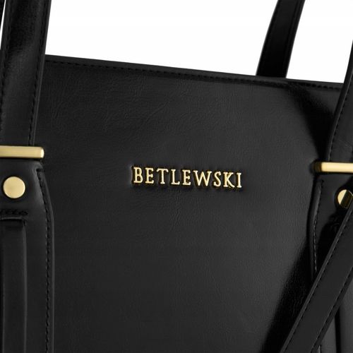BETLEWSKI duża torebka Damska do ręki i ramię czarna pojemna suwak a4 na Arena.pl