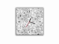 ZEGAR SZKLANY KWADRATOWY - Grafika z kwiatami