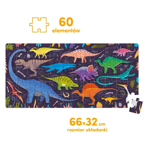 Puzzle CzuCzu 60 elementów. Grr Dinozaury na Arena.pl