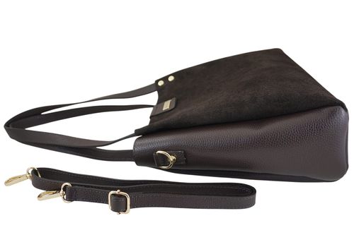 Klasyczna torebka skórzana z zamszem - Brązowa ciemna na Arena.pl