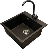 Zlewozmywak jednokomorowy FORTINA czarny + bateria NOON