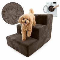 SCHODKI DLA PSA 30cm BRĄZOWE SCHODY DLA ZWIERZĄT 3 STOPNIE MAGIC VELVET PUF