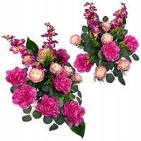 Stroik na cmentarz kwiaty sztuczne na grób kompozycja kwiatowa komplet K3R