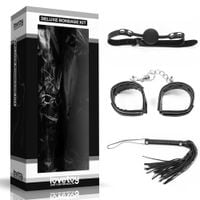 luksusowy zestaw bondage lovetoy 25cm pejcz miękkie kajdanki knebel