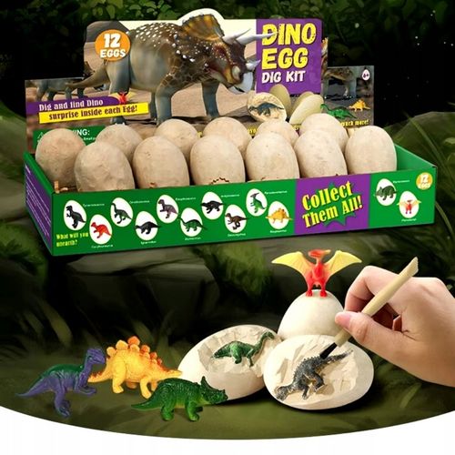 ZESTAW KOPALNIA DINOZAURÓW WYKOPALISKA ARCHEOLOG 12 DUŻYCH JAJ + KARTY na Arena.pl